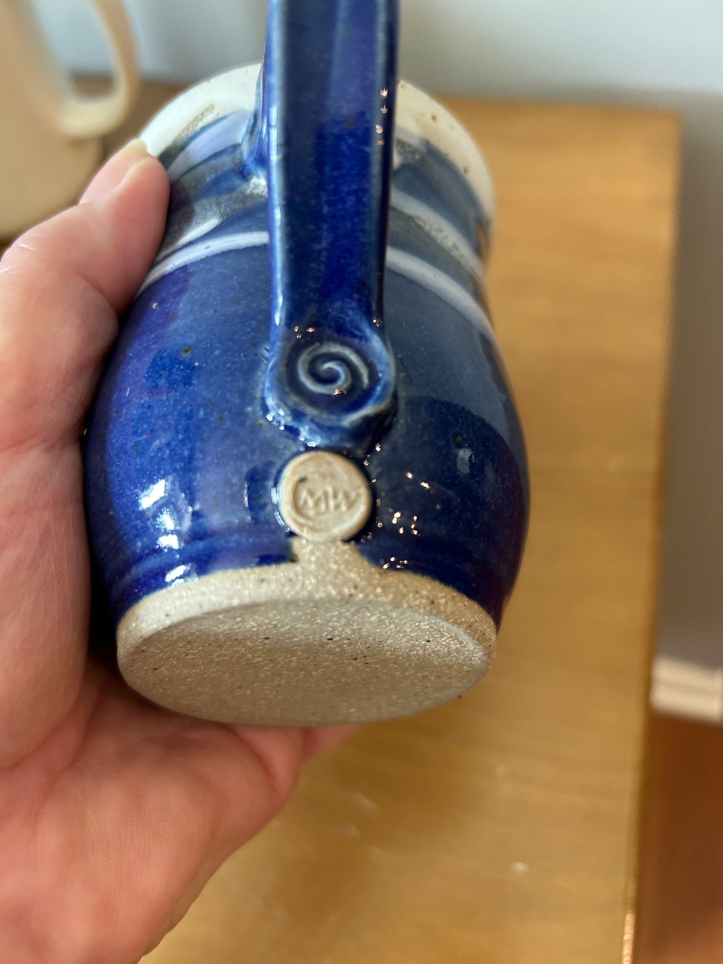 Hand Thrown Pottery Mug Cobalt Swirl