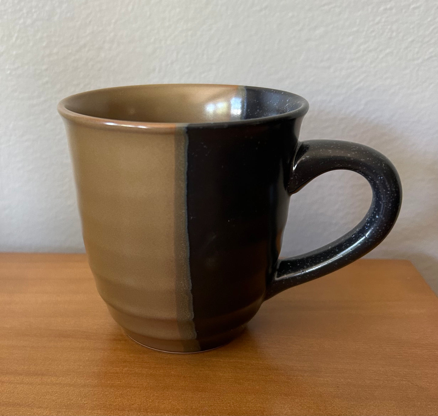 Coffee Mug Gold Dust Black by SANGO Height 4"Beige Black Brown Tan Panels #5022