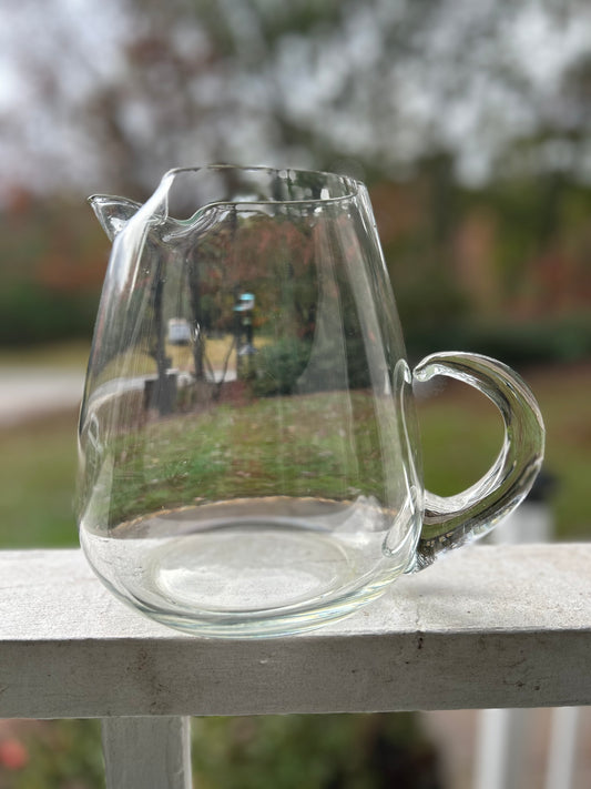 Vintage Draped Blown Glass Iridescent Water Beverage Pitcher Excellent Condition