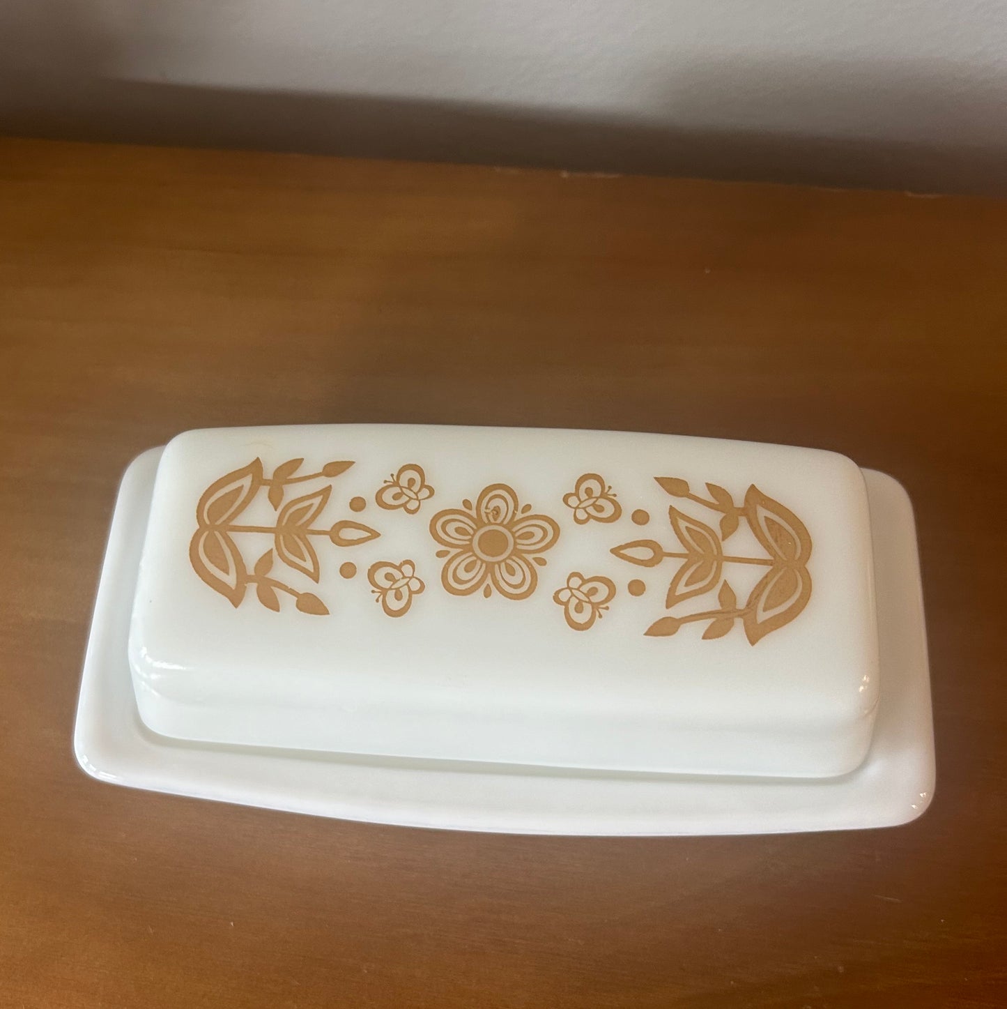 Butterfly Gold Pyrex Butter Dish 72-B Vintage