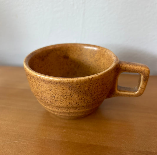 Monmouth pottery cup, Mojave brown speckled, maple leaf, USA, 10 oz.